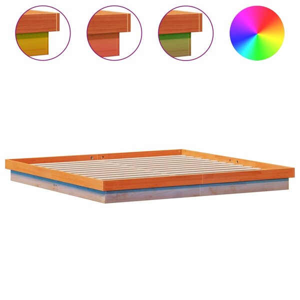 vidaXL Cadre de lit à LED sans matelas 180x200 cm bois massif