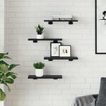 vidaXL Étagère à livres 4 Pièces Noir 40 x 20 x 1 5 cm Bois d'ingénierie