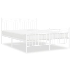 vidaXL Cadre de lit métal sans matelas et pied de lit blanc 140x190 cm