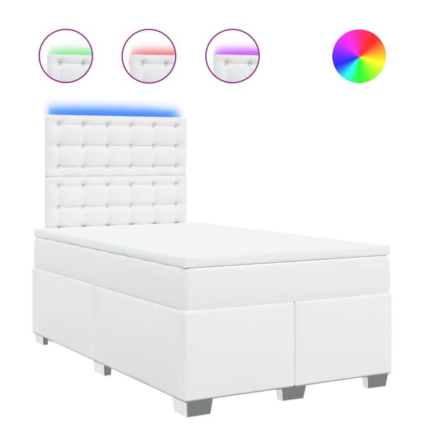 vidaXL Sommier à lattes de lit avec matelas blanc 120x190cm similicuir