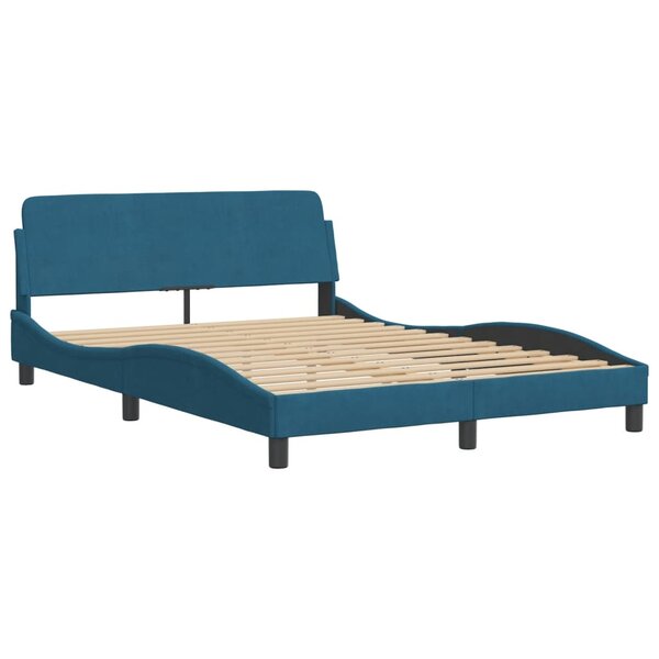 vidaXL Cadre de lit avec tête de lit bleu 120x200 cm velours