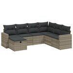 vidaXL Salon de jardin avec coussins 7 Pièces gris clair résine tressée