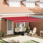 vidaXL Auvent Rétractable Manuel Rouge 450x350 cm