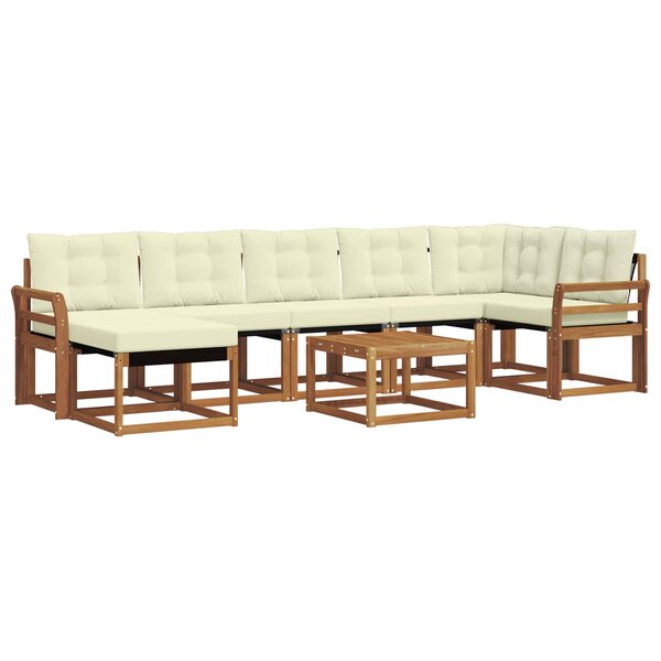 vidaXL Ensemble de canapés d'extérieur 8 pc Naturel et Crème