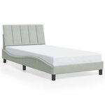 vidaXL Cadre de lit avec LED sans matelas Hanko gris clair 100x200cm velours