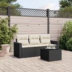 vidaXL Salon de jardin 4 Pièces avec coussins noir résine tressée
