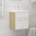 vidaXL Armoire d'évier Blanc et chêne sonoma Bois d’ingénierie