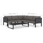 vidaXL Salon de jardin 6 Pièces avec coussins résine tressée anthracite