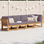 vidaXL Salon de jardin 4 Pièces avec coussins Bois d'acacia solide