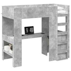 vidaXL Cadre de lit superposé avec bureau Gris béton 90 x 190 cm