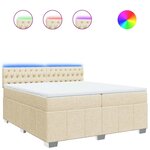 vidaXL Sommier à lattes de lit avec matelas Crème 200x200 cm Tissu