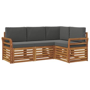 vidaXL Ensemble de canapés d'extérieur 4 pc Naturel et Anthracite