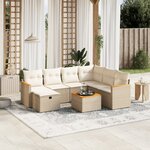 vidaXL Salon de jardin avec coussins 8 Pièces beige résine tressée