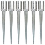 vidaXL Piquets au sol 6 Pièces Argenté 10x76 cm Acier galvanisé