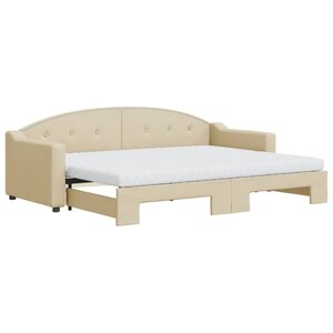 vidaXL Lit de jour avec gigogne et matelas crème 80x200 cm tissu