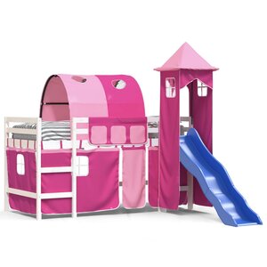 vidaXL Lit mezzanine enfants avec tour sans matelas rose 90x200 cm