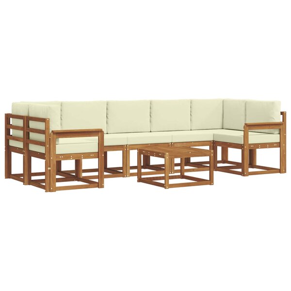 vidaXL Ensemble de canapés d'extérieur 8 pc Naturel et Crème