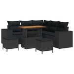 Ensemble de Canapés de Jardin vidaXL 8 Pièces avec Coussins Noir Rattan Poly Acacia