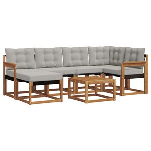 vidaXL Ensemble de canapés d'extérieur 7 pc Gris Naturel et Clair