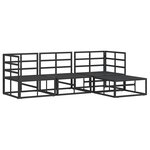 vidaXL Ensemble de canapé de jardin avec coussin 4 Pièces Noir Aluminium