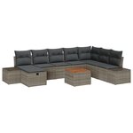 vidaXL Ensemble de canapé de jardin 9 pièces avec coussins Gris Poly Rattan