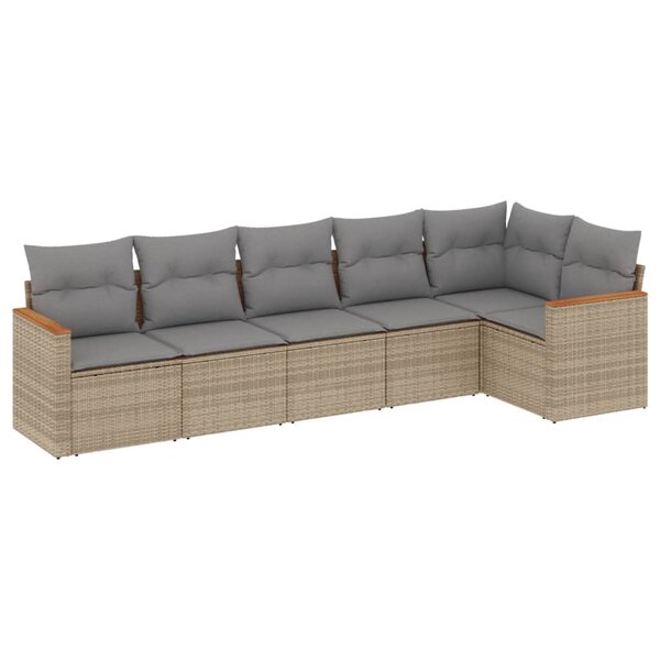 vidaXL Salon de jardin avec coussins 6 Pièces beige résine tressée