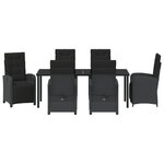 Ensemble de salle à manger de jardin de 7 pièces vidaXL avec coussins poly rattan noir