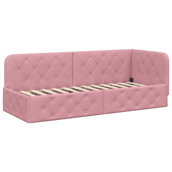 vidaXL Cadre de lit d'angle Rose 80 x 200 cm Velours