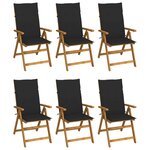 vidaXL Chaises pliables de jardin lot de 6 avec coussins Bois d'acacia
