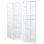 Paravent bois 4 pans blanc