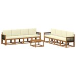 vidaXL Ensemble de canapés d'extérieur 9 pc Naturel et Crème