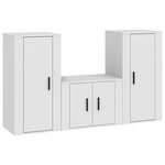 vidaXL Ensemble de meubles TV 3 Pièces Blanc Bois d'ingénierie