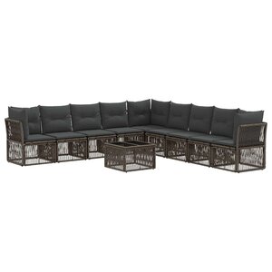 vidaXL Ensemble de canapé de jardin 10 Pièces Gris polyrotin