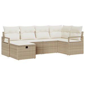 vidaXL Ensemble de Canapés avec coussin 6 Pièces Beige et crème polyrotin