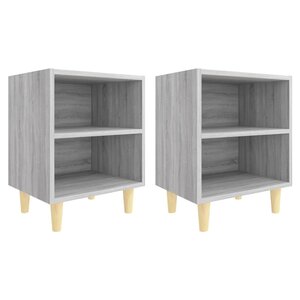 vidaXL Tables de chevet pieds en bois 2 Pièces Sonoma gris 40x30x50 cm