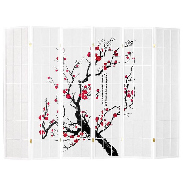 Paravent bois 6 pans bambou blanc