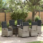 vidaXL Ensemble de salle à manger de jardin 7 pièces avec coussins gris clair rattan poly