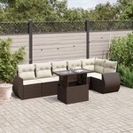 vidaXL Salon de jardin avec coussins 7 Pièces marron résine tressée