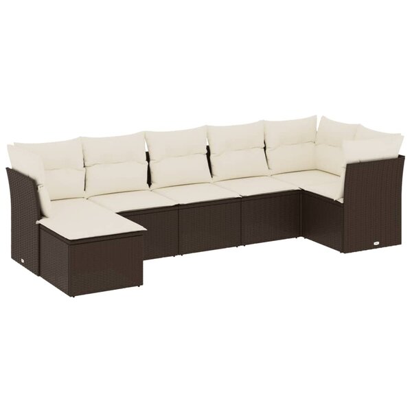 vidaXL Salon de jardin avec coussins 7 Pièces marron résine tressée