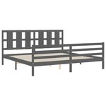 vidaXL Cadre de lit avec tête de lit gris 200x200 cm bois massif