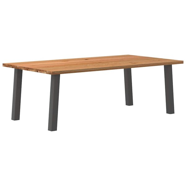 vidaXL Table à manger marron clair bois de chêne massif rectangulaire