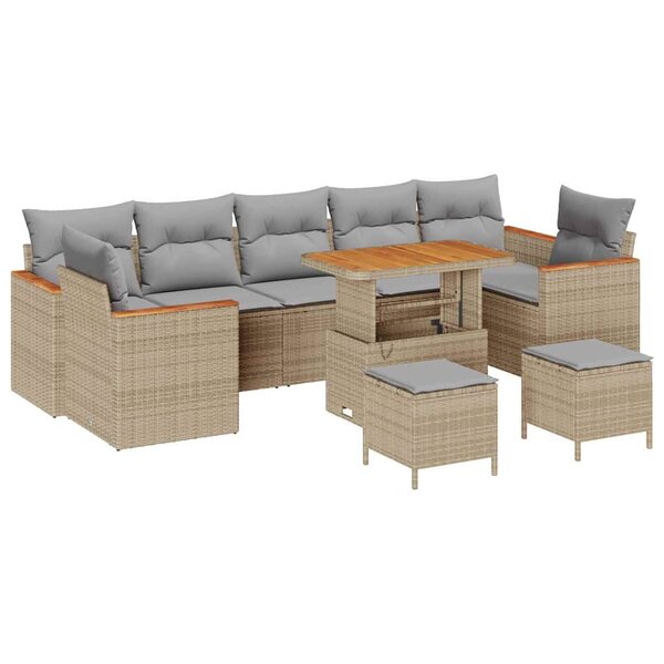 vidaXL Ensemble de canapé de jardin 10 Pièces Beige 90 x 55 x 71 cm