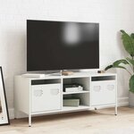 vidaXL Meuble TV blanc 101 5x39x43 5 cm acier laminé à froid
