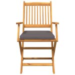 Chaises de jardin pliantes vidaXL avec coussin gris 8 pièces en bois d'acacia massif