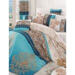 Parure de lit - housse de couette 220 x 240 + 2 taies d'oreiller 60 x 60 coton renforcé - Turquoise