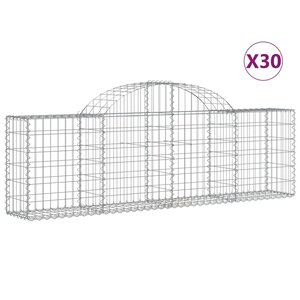 vidaXL Paniers à gabions arqués 30 Pièces 200x30x60/80 cm Fer galvanisé