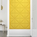 vidaXL Panneaux muraux 12 Pièces Jaune clair 30x30 cm Tissu 0 54 m²