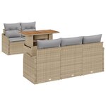 vidaXL Ensemble de Canapés de Jardin de 6 Pièces avec Coussins Beige Rotin Poly Acacia