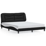 vidaXL Cadre de lit sans matelas Hvar noir et blanc 160x200 cm similicuir