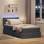 vidaXL Lit avec rangement et LED avec LED Gris foncé 90 x 190 cm tissu